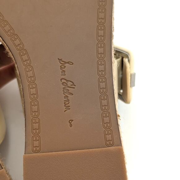 Sam Edelman Carson Platform Wedge Espadrille Slide Sandal Cream Size US8 EU38.5 - Picture 9 of 11